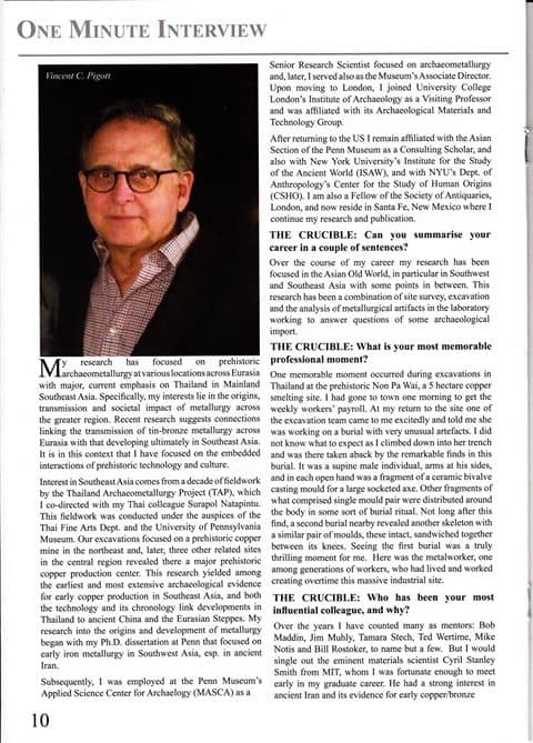 Vince Pigott interview in the Historical Metallurgy Society News ...